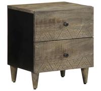 Iiaky 4017790 Comodino Grigio Chiaro 40x33x46 cm in Legno Massello di Mango Comodini per Camera da Letto in Legno,Tavolino Design Moderno,Mobiletto Salvaspazio per Soggiorno