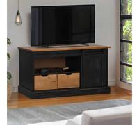 Iiaky 4018412 Mobile Porta TV HALDEN con Anta Scorrevole Nero 110x40x60 cm Mobile Porta TV per Soggiorno,Mobile TV per Salotto in Legno