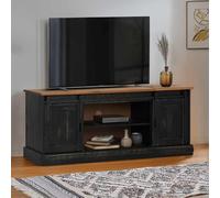 Iiaky 4018416 Mobile Porta TV HALDEN 2 Ante Scorrevoli Nero 150x40x60 cm Mobile Porta TV per Soggiorno,Mobile TV per Salotto in Legno