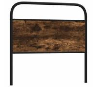 Iiaky 4100237 Testiera Rovere Fumo 90 cm in Acciaio e Legno Multistrato Testiera da Letto in Legno Spalliera Letto Montaggio a Parete Testiera con Struttura a Sbarre e Piano di Appoggio