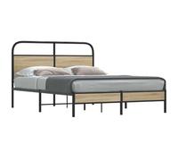 Iiaky 4100357 Giroletto senza Materasso Rovere Fumo 140x200 cm in Truciolato Letto,Struttura Letto a Piattaforma E contenitore sotto il letto,Facile da Montare, Senza rumori