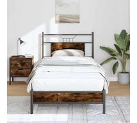 Iiaky 4106880 Giroletto senza Materasso Rovere Fumo 75x190 cm in Truciolato Letto,Struttura Letto a Piattaforma E contenitore sotto il letto,Facile da Montare