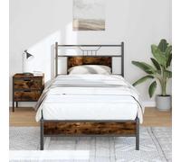Iiaky 4106881 Giroletto senza Materasso Rovere Fumo 80x200 cm in Truciolato Letto,Struttura Letto a Piattaforma E contenitore sotto il letto,Facile da Montare