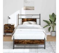 Iiaky 4106899 Giroletto senza Materasso Rovere Fumo 80x200 cm in Truciolato Letto,Struttura Letto a Piattaforma E contenitore sotto il letto,Facile da Montare