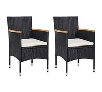 Iiaky 46181 Sedie da Pranzo per Giardino 2 pz in Polyrattan Nero Set di mobili da giardino,giardino con tavolo set resistente alle intemperie