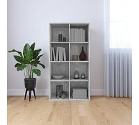Iiaky 800157 Libreria/Credenza Grigio Cemento 66x30x130 cm Legno Multistrato Credenza Cucina,Mobiletto con Struttura in Legno,Vani Aperti e Armadietti, Credenza a per Soggiorno, Camera, Ufficio