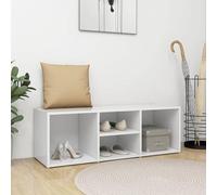 Iiaky 804463 Scarpiera con Panchina Bianca 105x35x35 cm in Legno Multistrato Scarpiera Panca Ingresso,Panca Imbottito,Soggiorno Corridoio Camera da Letto