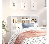 Iiaky 811859 Testiera con Contenitore Bianco Lucido 120x19x103,5 cm Copri Testata Massello Letto Schienale Per Testate Comodino Decorazione Copertina