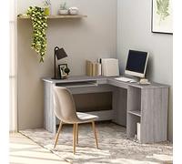Iiaky 815385 Scrivania Angolare Grigio Sonoma 120x140x75cm Legno Multistrato Scrivania in Legno,Scrivania,Scrivania Porta Computer,Stile Vintage,per Studio,Ufficio