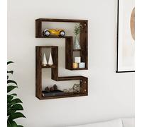 Iiaky 826641 Mensole da Parete 2pz Rovere Fumo 50x15x50 cm Legno Multistrato Mensola da Muro, Mensola da Parete,per Portafoto Decorazioni, Soggiorno Studio Cucina