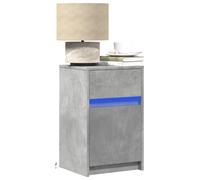 Iiaky 852005 Comodini con Luci LED 2pz Grigio Cemento in Legno Multistrato Comodini per Camera da Letto in Legno,Tavolino Design Moderno,Mobiletto Salvaspazio per Soggiorno