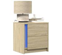 Iiaky 852052 Comodini con Luci LED 2pz Rovere Sonoma in Legno Multistrato Comodini per Camera da Letto in Legno,Tavolino Design Moderno,Mobiletto Salvaspazio per Soggiorno