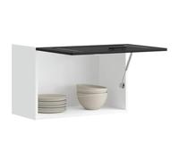 Iiaky 854078 Pensile da Cucina Porto Nero in Legno Multistrato Pensile a Muro da Cucina in Legno Armadietto Vetrinetta Credenza