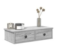 Iiaky 859946 Scaffale a Parete con Cassetti Grigio 60x25x15 cm in Truciolato Mensola da Muro, Mensola da Parete,per Portafoto Decorazioni, Soggiorno Studio Cucina