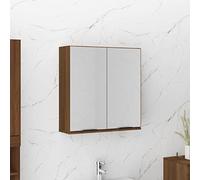 Iiaky Armadietto a Specchio da Bagno Rovere Marrone 64x20x67 cm|Armadio da Bagno con Specchio in Legno,Mobiletto da Bagno a Parete con Ripiano Regolabile in Altezza,Specchio da Bagno con Contenitore c