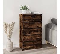 Iiaky Cassettiera Rovere Fumo 60x36x103 cm in Legno Multistrato,Mobile Cassettiera Mobiletto Cassetti Settimino in Legno MDF Moderno Arredamento Casa Camera da Letto