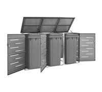 Iiaky Copribidone per Spazzatura Triplo 207x77,5x112,5cm Acciaio Inox-Copri Bidoni Spazzatura,da Esterno,Nascondi Bidoni Immondizia,Copertura per Bidone,Gabbia Copribidone,Contenitori,Pattumiera,Box R