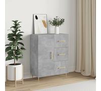 Iiaky Credenza Grigio Cemento 69,5x34x90 cm in Legno Multistrato, Mobiletto con Struttura in Legno, Vani Aperti e Armadietti, Credenza a per Soggiorno, Camera, Ufficio