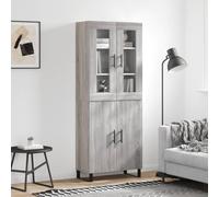 Iiaky Credenza Grigio Sonoma 69,5x34x180 cm in Legno Multistrato-Credenza Cucina,Mobiletto con Struttura in Legno,Vani Aperti e Armadietti,Credenza a per Soggiorno,Camera,Ufficio