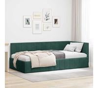 Iiaky Divano Letto 2 Posti Letto Singolo con Funzione di Sonno Letto Imbottito Singolo Struttura Letto con Rete a doghe in Legno e Velluto per Soggiorno e Camera-Verde scuro-90 x 200 cm