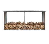 Iiaky Legnaia da Esterno con Copertura Portalegna da Esterno legnaia da Esterno Legnaia da Esterno in Acciaio Galvanizzato per Legna da ArdereRialzata e Tetto Inclinato-Marrone-330x92x153cm