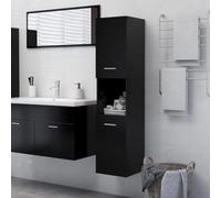 Iiaky Mobile da Bagno Nero 30x30x130 cm in Legno Multistrato-Armadietto Bagno Sospeso da Parete Armadio Mobiletto Salvaspazio Mobile da Cucina Camera da Letto Lavatrice