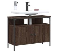 Iiaky Mobile Lavabo Bagno Rovere Marrone 80x30x60cm Legno Multistrato,Mobile Sottolavabo per Bagno Mobiletto a Terra Sottolavandino Armadietto