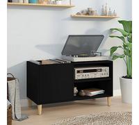Iiaky Mobile Porta Dischi Nero 84,5x38x48 cm in Legno Multistrato-Supporto per Giradischi,Supporto per Giradischi in Legno,Supporto per Giradischi con Spazio di archiviazione