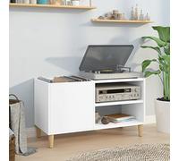 Iiaky Mobile Porta Dischi Bianco 84,5x38x48 cm in Legno Multistrato-Supporto per Giradischi,Supporto per Giradischi in Legno,Supporto per Giradischi con Spazio di archiviazione