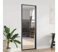 Iiaky Porta Interna in Vetro Porte Interne Moderne Alluminio Porta Interna in Vetro ESG e Alluminio per Bagno Cucina Studio-Nero-76 x 201.5 cm