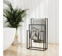 Iiaky Portasciugamani da Pavimento Nero 48x24x79cm in Ferro-Piantana Porta Asciugamani a 3 Braccia,Acciaio,Metallo Cromato Antiruggine,Portasciugamani da Terra con Base Pesante