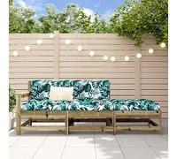 Iiaky Set Divani da Giardino 3pz con Cuscini Legno Impregnato di Pino,Divano di Pallet levigata e piallata,per Interni ed Esterni Poltrona/Divano per Patio