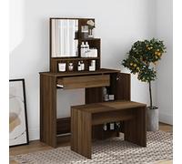 Iiaky Set Tavolo da Toeletta Rovere Marrone 86,5x35x136 cm-Toeletta,Tavolo da Trucco con Specchio,Postazione Trucco,Moderno