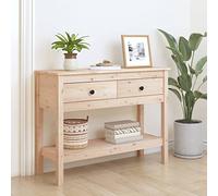 Iiaky Tavolo Consolle 100x35x75 cm in Legno Massello di Pino, Consolle Ingresso con Cassetti e Ripiani, Tavolino per Soggiorno, Ingresso, Corridoio