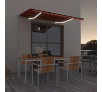 Iiaky Tenda da Sole Manuale LED 300x250cm Arancione e Marrone - Avvolgibile a Bracci Estensibili con Telaio in Alluminio - Tettuccio Resistente e Impermeabile