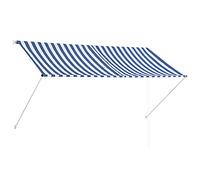 Iiaky Tenda da Sole Retrattile 250x150 cm Blu e Bianco,Tenda da Sole per Esterno Avvolgibile,Tenda da Sole a Bracci Estensibili con Telaio in Alluminio,Tettuccio Resistente al Sole e Impermeabile e Ma