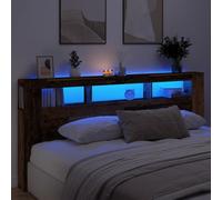 Iiaky Testiera Letto 220 cm Testiera Letto Matrimoniale con LED Testiera con Scomparti Testiera LED in Legno-Legno antico-220 x 103.5 cm