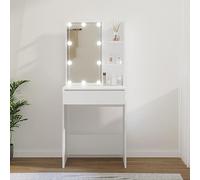 Iiaky Toeletta con LED Bianca 60x40x140 cm-Toeletta,Luce LED con Luminosità Regolabile,Tavolo da Trucco con Specchio,Postazione Trucco,Moderno