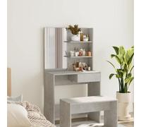 Iiaky Toeletta con Specchio Grigio Cemento 74,5x40x141 cm-Toeletta da Trucco Tavolo Cosmetici con Specchiera Mobile da Trucco Moderno con Cassetti per Camera da Letto