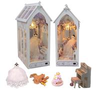 iiecreate Kit fai da te in legno 3D per libri, decorazione per casa delle bambole, scaffale per matrimoni con LED fermalibri fai da te, kit per casa delle bambole, artigianato, hobby, regali