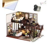 iiecrKiie Kit 3D mini casa in legno, kit per casa delle bambole in miniatura, kit fai da te con luce LED, regalo fatto a mano per adulti e ragazzi (timbro del tempo)