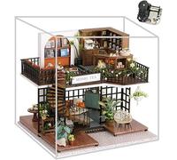 iiecrKiie Mini casa delle bambole 3D in legno, kit per casa delle bambole in miniatura, kit fai da te con luce LED, regalo fatto a mano per adulti e ragazzi (Forest Teashop)