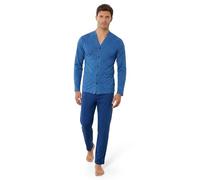 IIGranchio - Pigiama Uomo Aperto Davanti | Cotone 100% | Lungo - Scollo Serafino - Pigiama Uomo, Completo Notte | Cotone Morbido - Traspirante - Comfort Naturale Quotidiano | DENIM XL