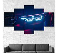 IIIUHU Quadro 150x80cm 5 Pezzi Stampa su Tela in TNT XXL Fari a LED BMW M4 Super Car HD Moderni Fotografia Grafica Decorazione da Parete Arte Murale Immagini Soggiorno per La Casa