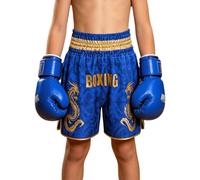 iiniim Bambini Pantaloncini Kick Boxing Ragazzo Training Shorts Leone Thai Blu 9-10 Anni