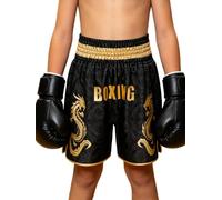 iiniim Bambini Pantaloncini Kick Boxing Ragazzo Training Shorts Leone Thai Nero 13-14 Anni