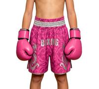iiniim Bambini Pantaloncini Kick Boxing Ragazzo Training Shorts Leone Thai Rosa Scuro 7-8 Anni