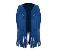 iiniim Costume Da Cowboy Western Per Bambini Gilet Con Frange Hippie Anni E Dettagli Con Borchie Per Feste A Tema Western Anni Blu 5-6 anni
