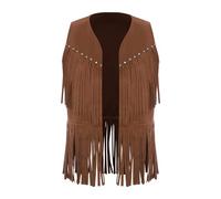 iiniim Costume Da Cowboy Western Per Bambini Gilet Con Frange Hippie Anni E Dettagli Con Borchie Per Feste A Tema Western Anni Marrone scuro 13-14 anni