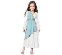 iiniim Costume Da Dea Greca Di Lusso Per Bambine Abito Da Principessa in Tulle Toga Romana Costume Da Dea Atena Per Carnevale Halloween E Natale Azzurro chiaro 11-12 anni